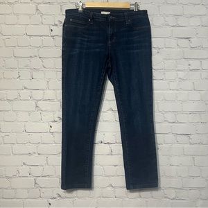 Eileen Fisher Straight Leg Jeans Blue Dark Wash Organic Cotton Stretch Size 8
